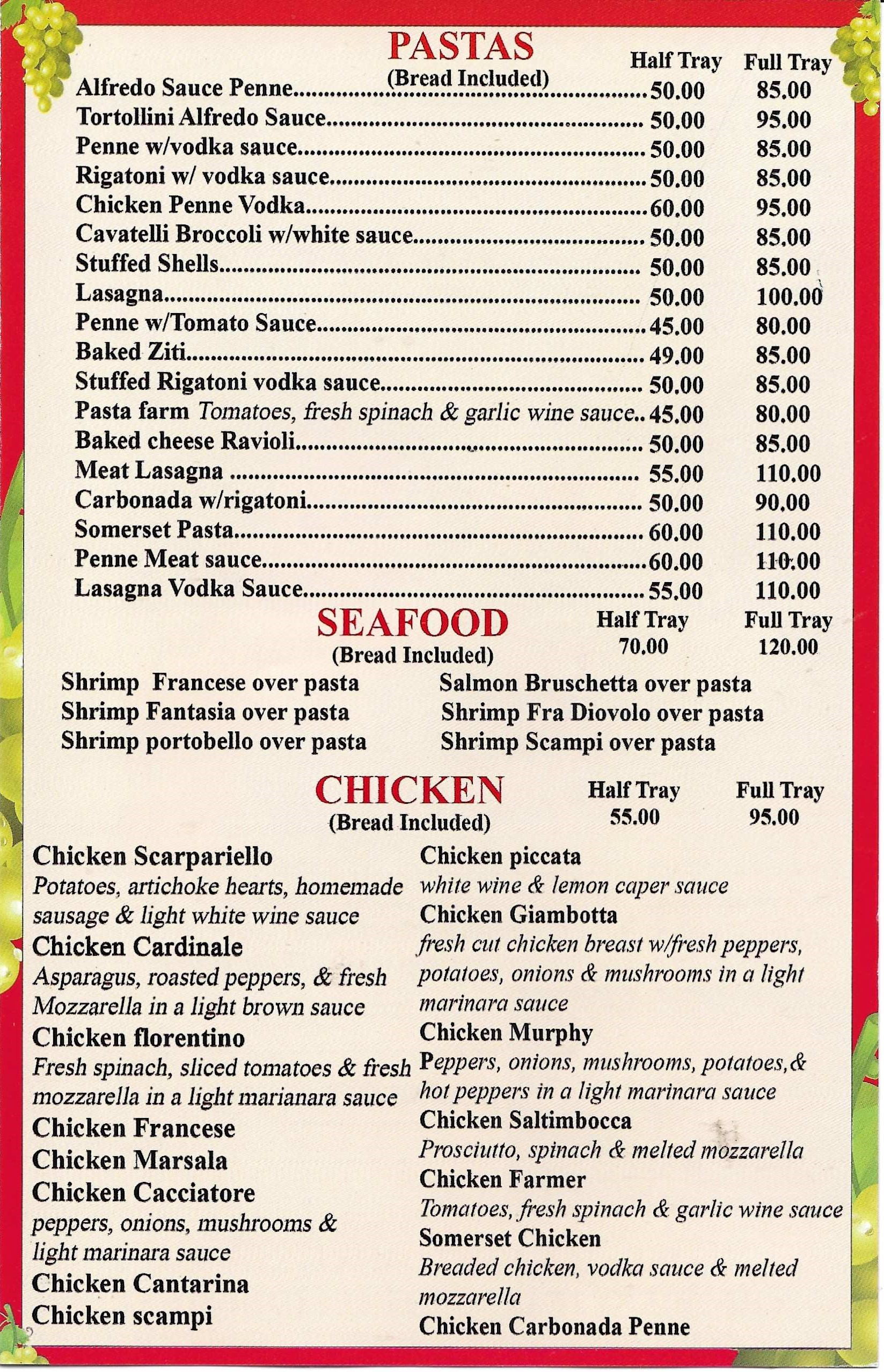 Catering Menu 2 somerset pizza