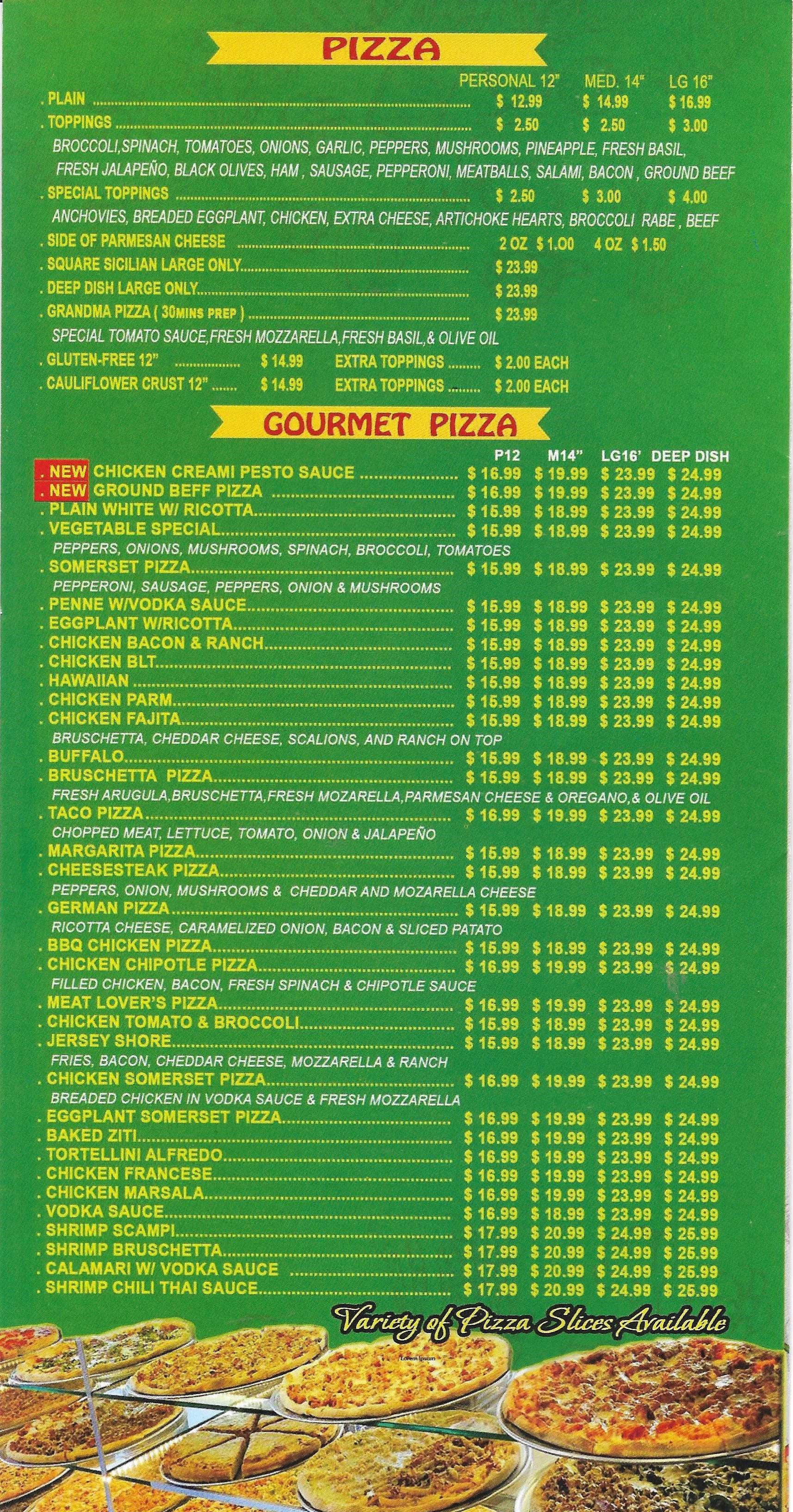 Menu 2 somerset pizza