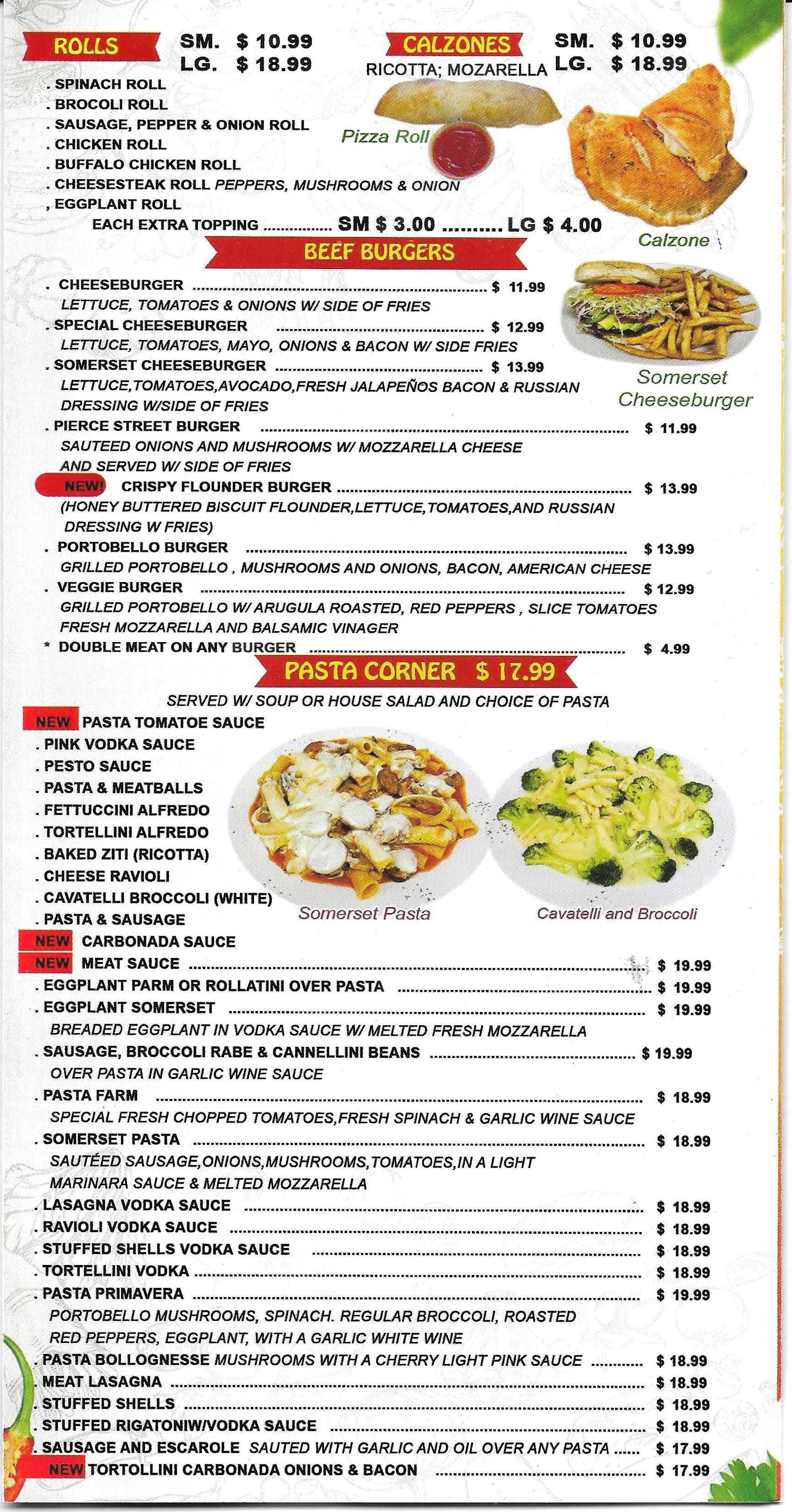 Menu 4 somerset pizza